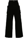 Rick Owens Stefan Flared Grain De Poudre Wool Cargo Trousers In Schwarz