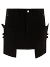 Rick Owens Stefan Black Mini-skirt With Patch Pockets In Wool Woman In Black