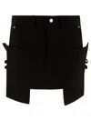 Rick Owens Stefan Black Mini-skirt With Patch Pockets In Wool Woman In Black
