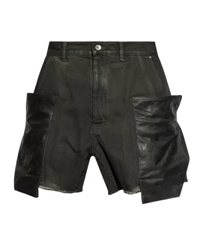 Rick Owens Stefan Panelled Cargo Shorts In Black