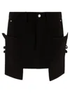 Rick Owens Stefan Black Mini-skirt With Patch Pockets In Wool Woman