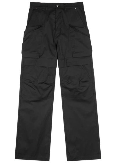 Rick Owens Stefan Stretch-cotton Poplin Cargo Trousers In Black