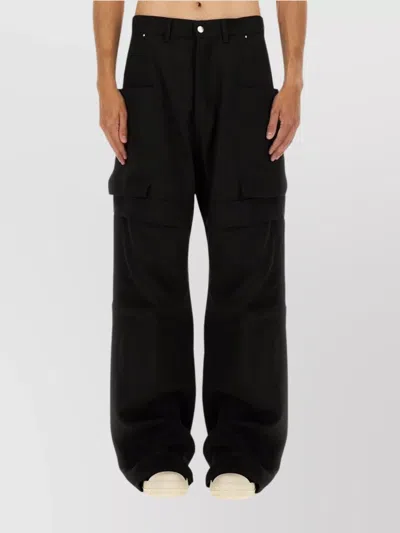 Rick Owens Stefan Wide-leg Grain De Poudre Wool Trousers In Black