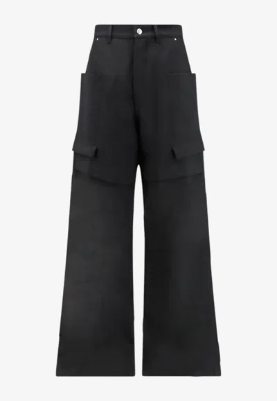 Rick Owens Stefan Wide-leg Cargo Wool Trousers In Grey