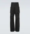 Rick Owens Stefan Wide-leg Brushed Cotton-twill Cargo Trousers In Black