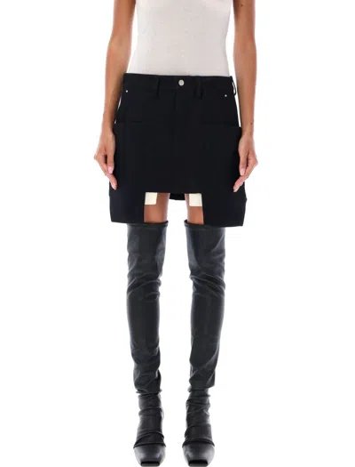 Rick Owens Wool Mini Skirt With Utility Pockets And Tailored Fit In Black