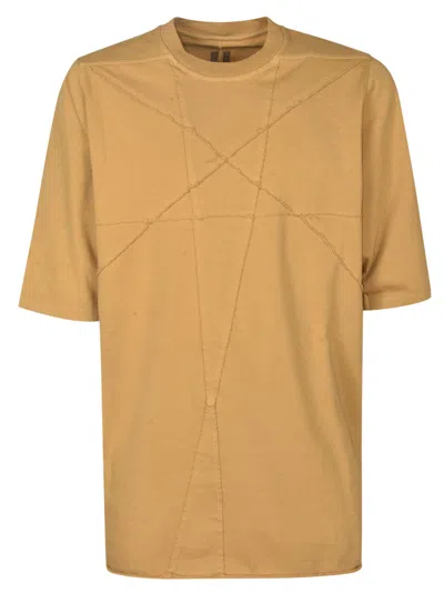 Rick Owens Stitch Detail Oversize T-shirt In Mustard