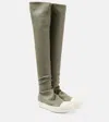 Rick Owens Stockings Over-the-knee Leather Sneakers In Green