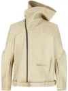 Rick Owens Hooded Stooges Jacket In Beige
