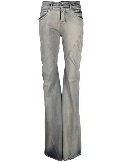 Rick Owens Straight Bias Jeans With Medium Rise In Grey
