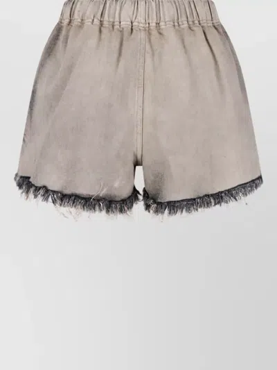Rick Owens Straight Cotton Short Shorts In Neutral