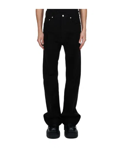 Rick Owens Straight-leg Cotton Trousers In Black