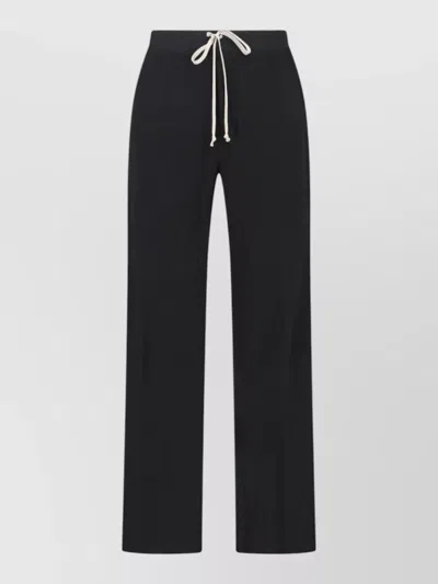 Rick Owens Straight Leg Trousers Button Detail Pockets In Black