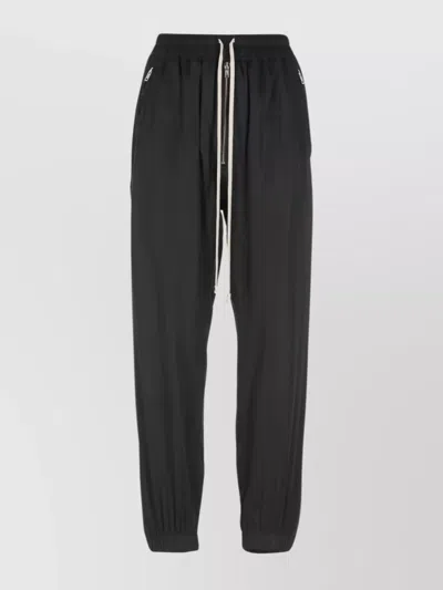 Rick Owens Straight Leg Trousers Elastic Cuffs In Black