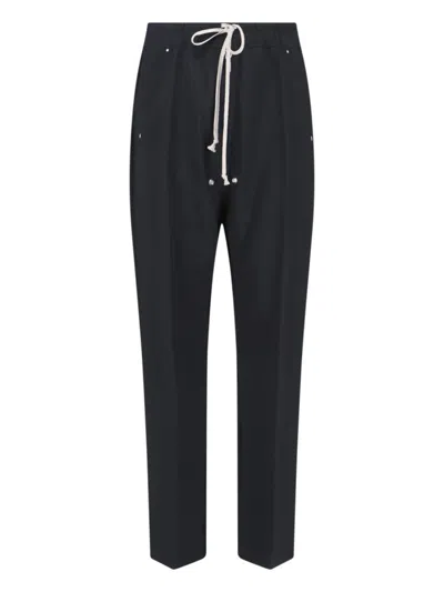 RICK OWENS STRAIGHT-LEG TROUSERS WITH BUTTON DETAIL - BLACK