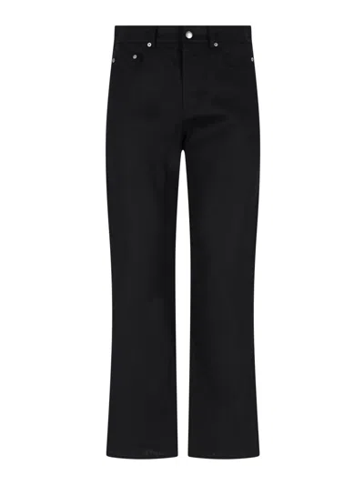 Rick Owens Straight Trousers In Linen In Black