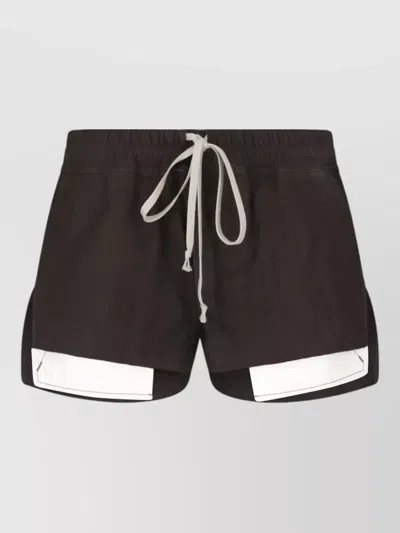 Rick Owens Straight Shorts Contrast Hem Side Pockets Slits In Brown