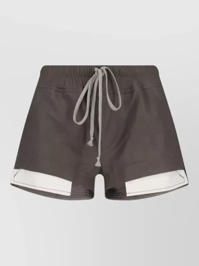 Rick Owens Straight Shorts Contrast Trim Side Slits In Brown