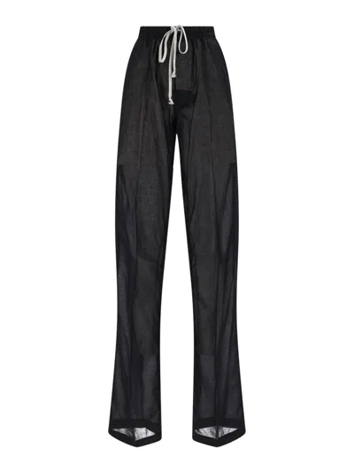 Rick Owens Straight Trousers In Black