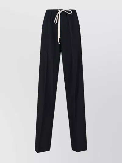RICK OWENS STRAIGHT TROUSERS WITH BUTTON AND FLAP POCKETS