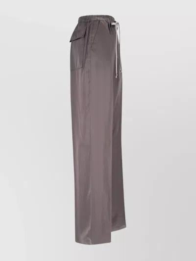 Rick Owens Straight Trousers With Elastic Waistband And Pockets In Gray