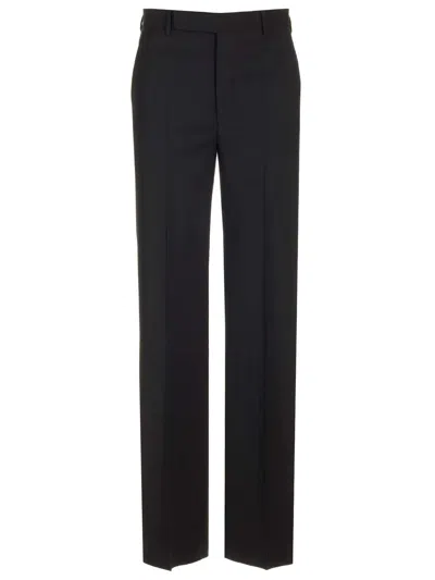 RICK OWENS STRAIGHT WOOL TROUSERS BLACK
