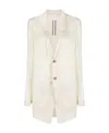 Rick Owens Strap-detail Single-breasted Blazer In White