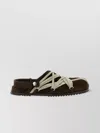 Rick Owens Strap Mule Crisscross Rubber Suede Sandals In Brown