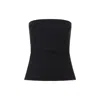 Rick Owens Strapless Black Top With Fitted Bodice And Flared Hem In Black