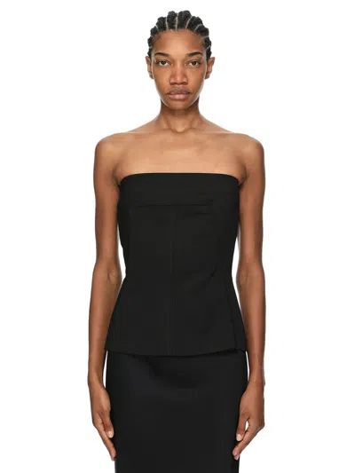 Rick Owens Strapless Bustier Tank Top In Black