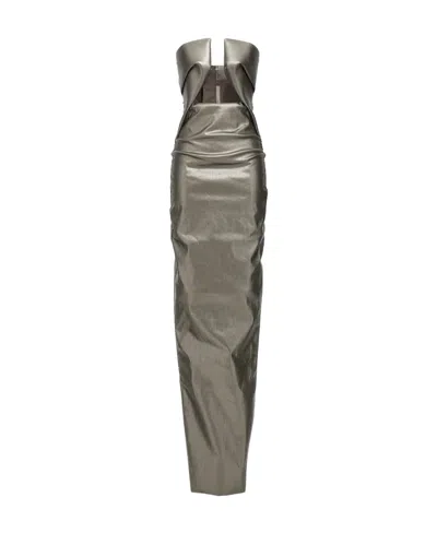 Rick Owens Strapless Cut-out Maxi Dress In Gray