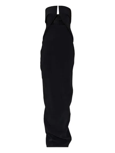 Rick Owens Strapless Cutout Maxi Dress In Black