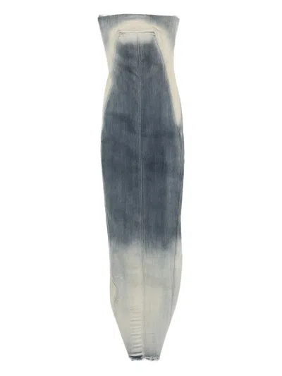 Rick Owens Strapless Denim Dress In Blue