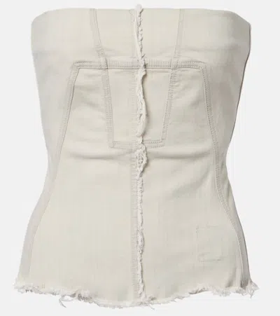 Rick Owens Strapless Denim Top In Neutral