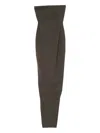 Rick Owens Strapless Floor-length Dress Side Slit In Brown