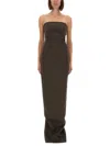 Rick Owens Strapless Floor-length Dress Side Slit In Black