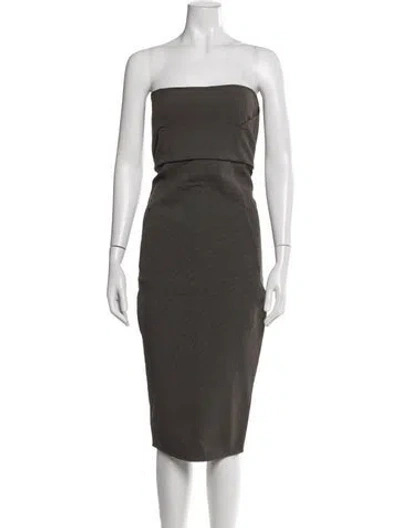 Pre-owned Rick Owens Strapless Knee-length Dress In Green