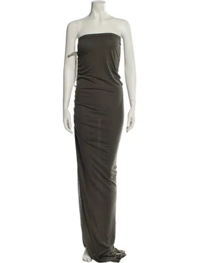 Pre-owned Rick Owens Strapless Long Dress In Green