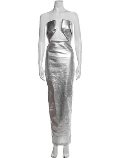 Pre-owned Rick Owens Strapless Long Dress In Metallic/silver
