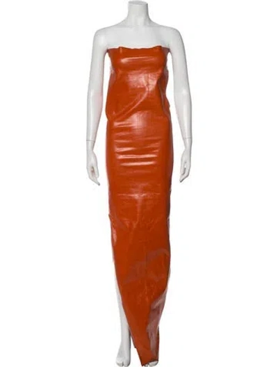Pre-owned Rick Owens Strapless Long Dress In Orange