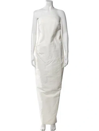 Pre-owned Rick Owens Strapless Long Dress In White