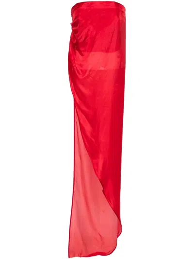 Rick Owens Strapless Long Top In Red