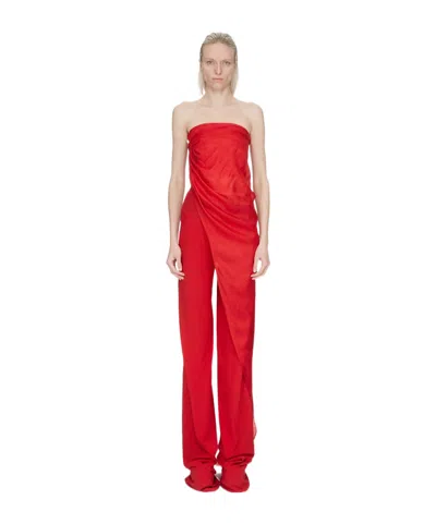 Rick Owens Strapless Long Top In Red
