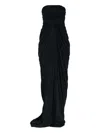 Rick Owens Luminosity Draped Pleated Mesh Gown In Black
