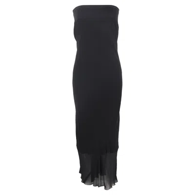 Rick Owens Strapless Maxi Dress In Black Silk