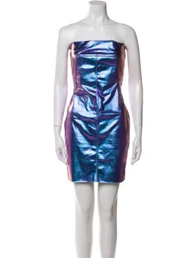 Pre-owned Rick Owens Strapless Mini Dress In Blue
