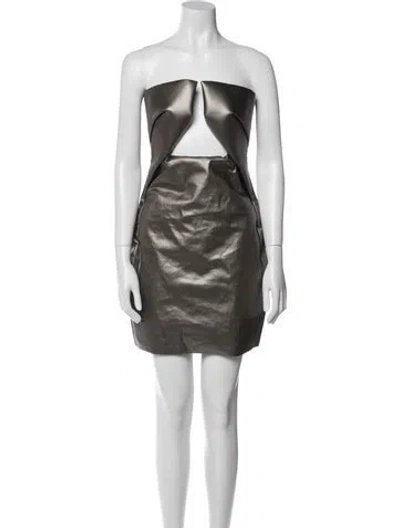 Pre-owned Rick Owens Strapless Mini Dress In Gray