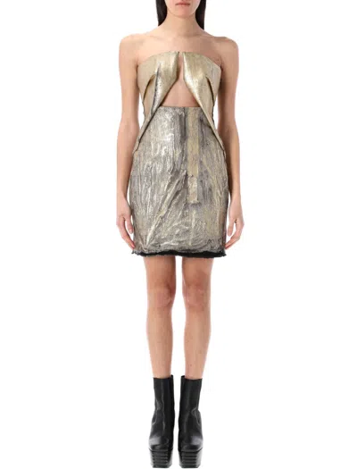 RICK OWENS RICK OWENS STRAPLESS MINI DRESS WITH GEOMETRIC CUTOUTS