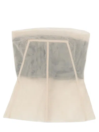 Rick Owens Strapless Mini Top With Tonal Stitching In Gold
