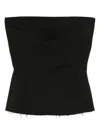 Rick Owens Strapless Black Top With Fitted Bodice And Flared Hem In Black